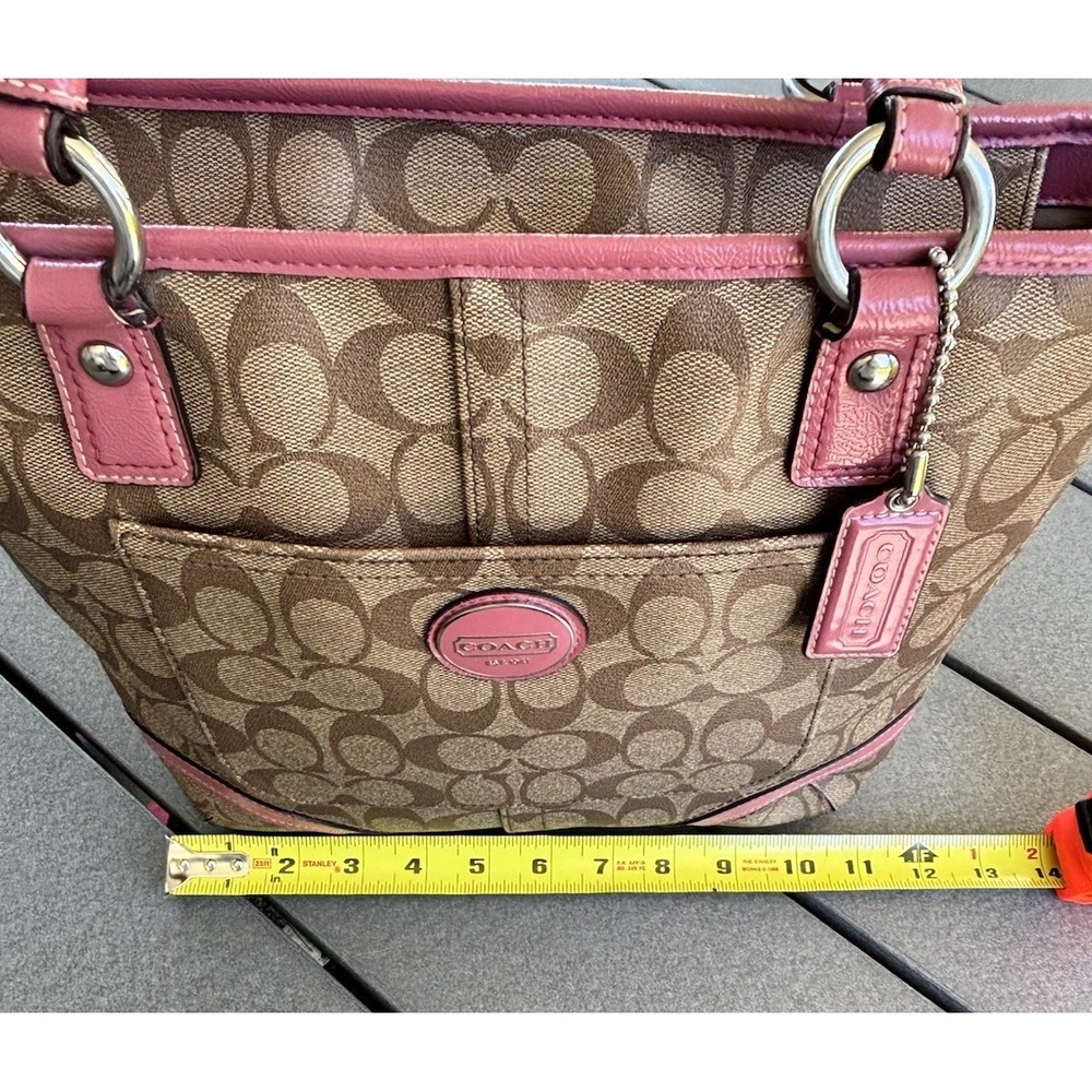 COACH Signature Peyton Tote - F18917 - Tan And Magenta - Picture 6 of 10